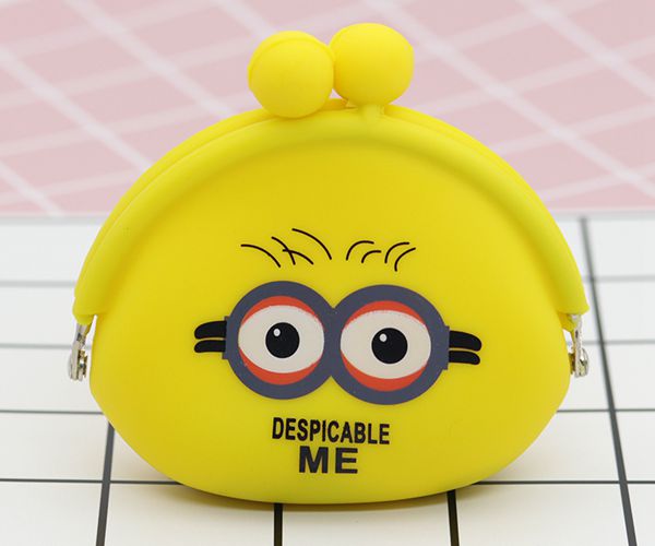 便攜硅膠錢包，卡扣硅膠零錢包，小黃人零錢包